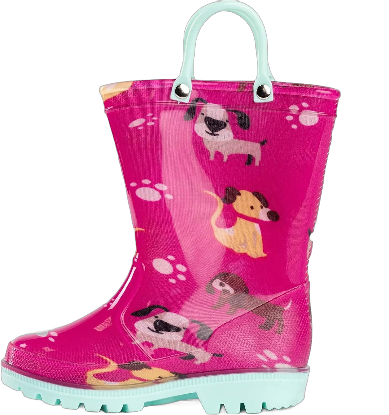 NORTY PVC Rain Boots for Kids - Waterproof PVC Boots Boys and Girls Solid & Printed Rainboots for Toddlers and Kids 12 Little Kid Magenta Dogs