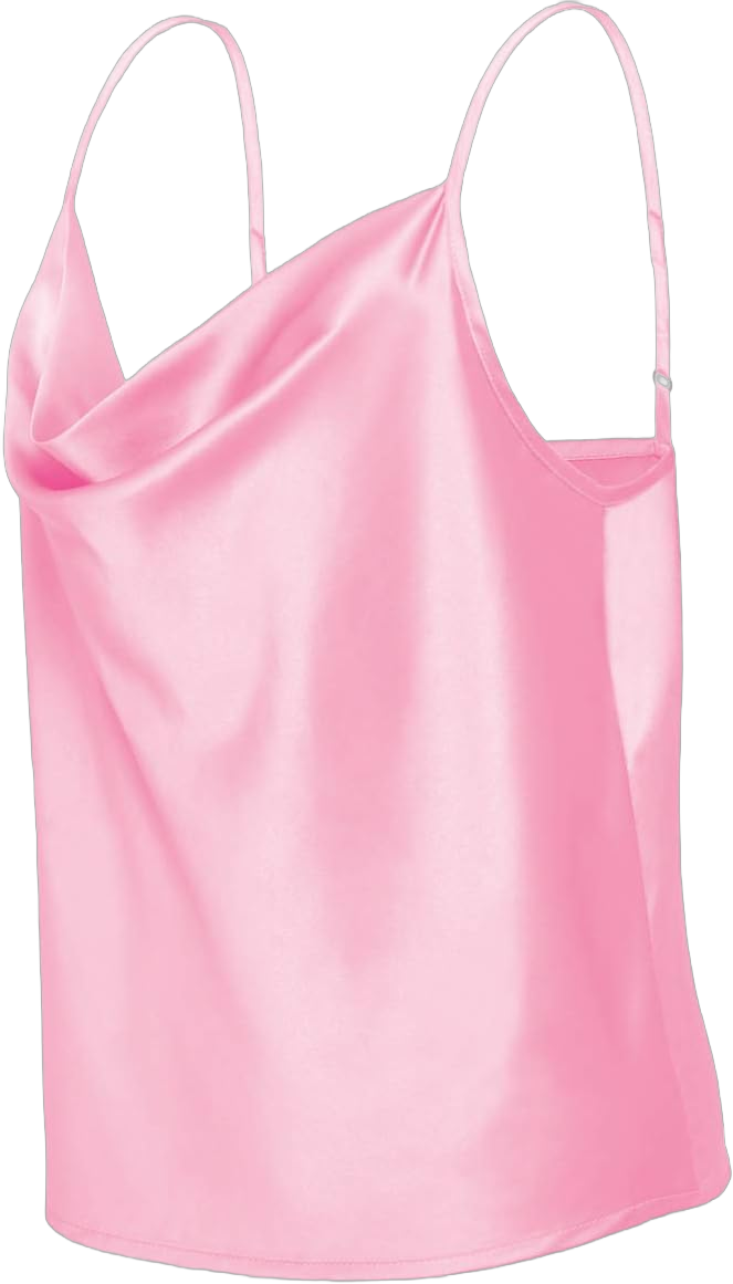 Women's Silk Satin Camisole Cowl Neck Tank Top Cami Silky Basic Tank Shirt Blouses 12 Pink