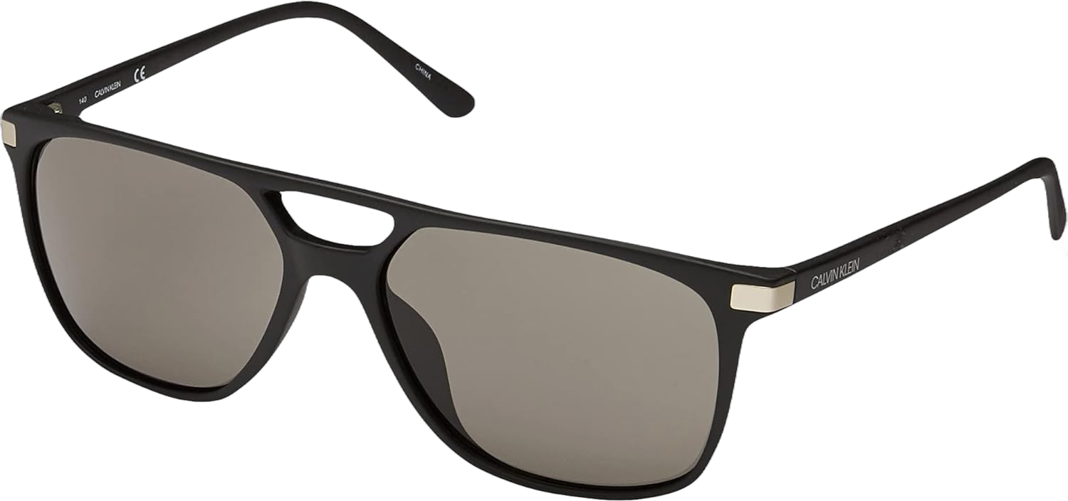 Calvin Klein Men's Ck19532s Aviator Sunglasses Matte Black/Grey 58 Millimeters